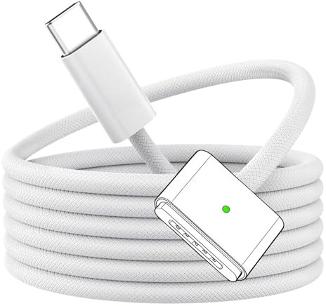 USB C to Magnetic 3 Cable 140W PD Fast Charging 2M Charger Fit for MacBook Air M4 2025 (13''/15”) M2 M3 M3 Pro M3 Max 2024MacBook Pro M1 2021/M2 2023(14”/16”) USBC Magnetic 3 Cord and More (Silver)