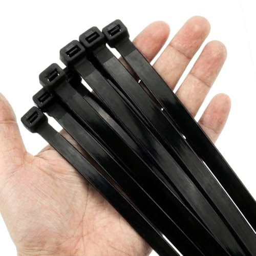 Kabelbinder Schwarz extra stark 12,0 mm x 500 mm 50 Stück Bruchsicheres Nylon UV-beständig selbstsichernd lang wetterfest schwerlast für Kabelmanagement Garten Werkstatt Industriequalität
