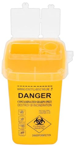 Wjelet Sharps Bin Sharps Box For Needles, Portable Sharps Container With Secure Lock Lid For Safe Medical, Tattoo, And Needle Waste Disposal(Yellow)
