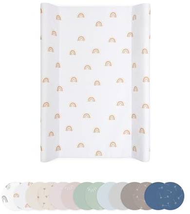 Ehrenkind® Abwaschbare Wickelauflage mit Keil - Hygienisch, Sicher und Vielseitig in Beige Regenbogen | Wickelauflage 50x70 | Wickelunterlage | Wickeltischauflage abwaschbar