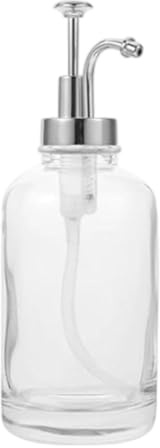 Fafeicy Distributeur de Sirop de café de 500ml, Bouteille de Savon en Verre épais avec Pompe, pour la Maison, la Cuisine, la Salle de Bains, Le café (Tête de Pompe argentée)