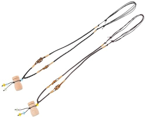 PACKOVE 2 Pièces Pendentif à Huile Essentielle en Verre et Bois, Flacon de Parfum Vide Décoratif Élégant pour Occasions Spéciales et Rendez-