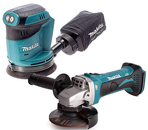 Makita DGA452Z Angle Grinder with Makita DBO180Z 18V LXT Cordless Orbital Sander
