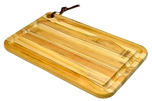 TRAMONTINA - Tabla Churrasco, Rectangular, para Asado, de Madera Teca y Acabado Natural, para Cortar Carne y Servir, Diseño Moderno, Tamaño de 33 x 20 cm