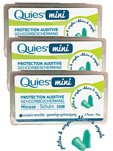 Quies - Quies protection auditive mini mousse 3 paires - Bouchons anti bruit pour conduit sensible - Lot de 3 Boites de 3 Paires (3)