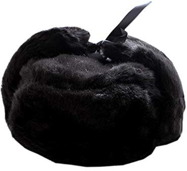 DianShaoA Unisex Fellmütze Kunstpelz Pelzmütze Wintermütze Mit Ohrenschützer Warm Weich Schwarz L