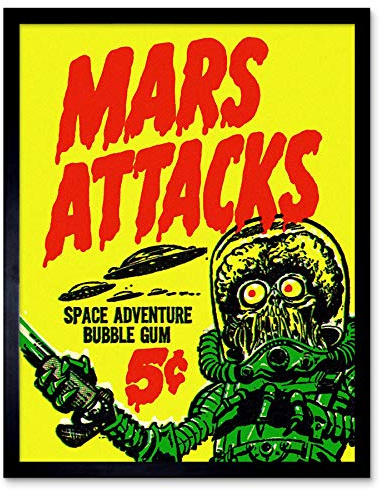 Wee Blue Coo Advert Mars Attacks Bubble Gum Alien Monster Saucer Art Print Framed Poster Wall Decor Kunstdruck Poster Wand-Dekor-12X16 Zoll