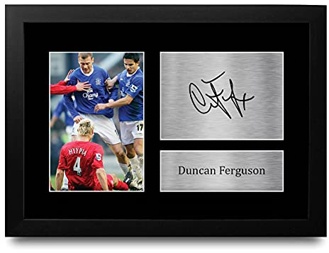 HWC Trading Duncan Ferguson Gift Signed FRAMED A4 Printed Autograph Everton Gifts Photo Display