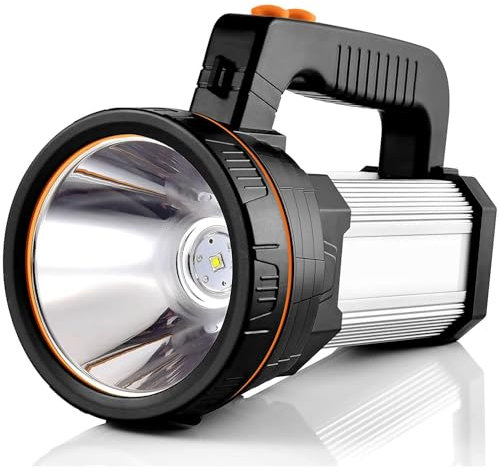 CSNDICE Torches LED Super Bright, Powerful Torch with Side Light, IP65 Waterproof Torch, 10000mAh Long Lasting Rechargeable Torches LED Super Bright for Outdoor Emergency, Power Cut