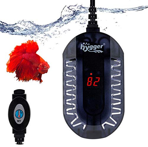 Hygger - Mini chauffe-immersion 50 W, affichage numérique, petit quario, thermostat de chauffage compact et rapide avec contrôleur externe et thermomètre intégré pour Betta, tortue