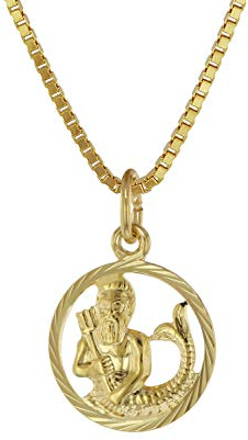 trendor Sternzeichen Wassermann 333 Gold + plattierte Kinder-Kette Tierkreiszeichen, liebevoller Halsschmuck für Mädchen und Jungen, Geschenkidee, 75990-02