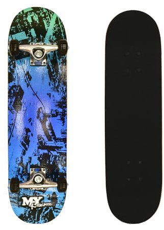 M.Y X-Skate 'Inner City' Complete Skateboard 31 Double Kick Beginner Skateboard for Kids Teenagers & Adults 7 Ply Birch Deck ABEC 7 Bearings for tricks and skateparks