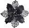 GL-Turelifes 12 Stück 16,3 cm Glitzer-Weihnachtsblumen, schwarzer Weihnachtsstern, künstliche Blumen, Weihnachtsbaum, Blumenkranz, Baumschmuck mit 12 grünen Blumenstielen
