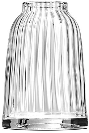 KUBUS Glas-Blumenvase & Kerzenständer 19,5 cm, mundgeblasen, Blumenvase mit schönem Muster für Tulpen, Rosen, Tafelaufsätze, Hochzeit oder ein Geschenk