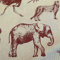 Stoff Meterware Baumwolle natur rot Elefant Strauß Zebra Gepard Bär Tiere Zoo Dekostoff pflegeleicht