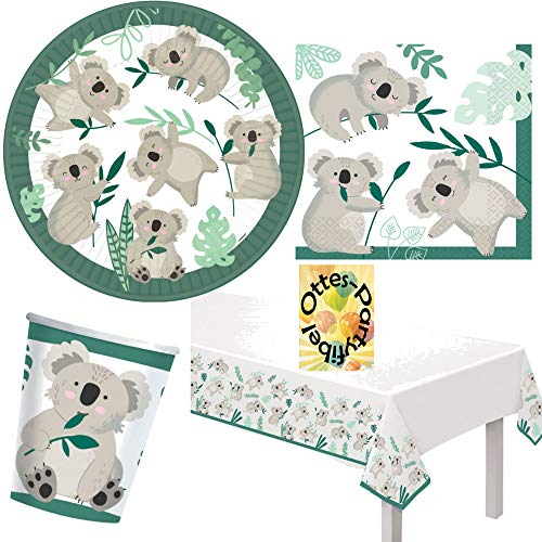 HHO Koala-Party-Set Koala-Partyset 33tlg. für 8 Gäste 8 Teller 8 Becher 16 Servietten 1 Tischdecke
