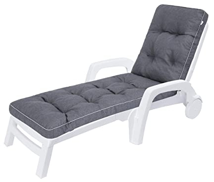 HOBBYGARDEN Auflagen für Deckchair, Liegenauflage, Gartenliege Auflage 201x55x8 cm Bequeme Polsterauflage für Sonnenliege, Liegestuhl, Kissen in Navyblau
