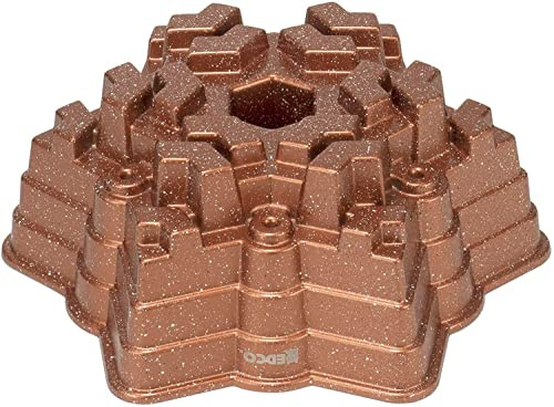 Red Co. Non-Stick Cast Aluminum Snowflake Shaped Cake Baking Pan in Copper Finish, 9.5 Inch