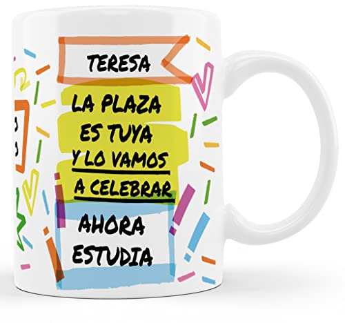 Bee Ingenious Taza Personalizada para Opositores con Nombre - Regalo para Opositor - Taza de Desayuno (Lo Vamos a Celebrar)