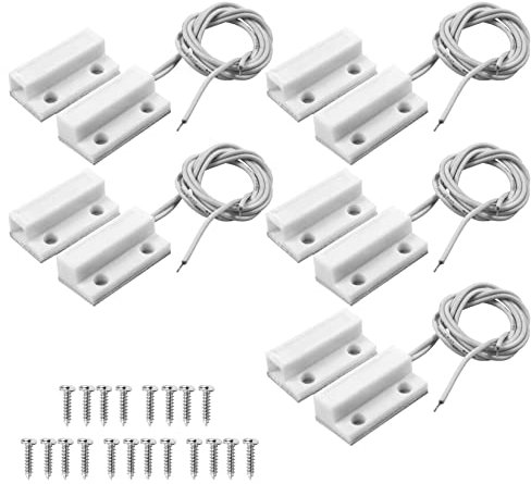 Dairzitv MC-38 - Interruptor magnético de alarma con sensor de puerta NC para montaje en superficie, color blanco, 5 pares