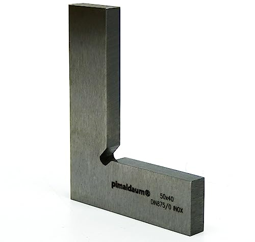 PIMALDAUM® Anschlagwinkel, 90°-Flachwinkel mit Schenkel 50 * 40 mm nach DIN 875/0, Edelstahl, für Prüf-, Richt- und Anreißarbeiten im Maschinenbau, in der Schlosserei, Schreinerei etc.