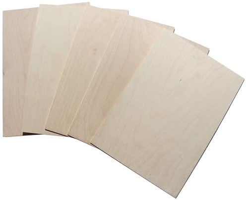 KF-Holz Birch Plywood Sheets - A5 | 210 x 148 x 3 (+-0.5) mm Multiplex Board - Wood for Crafts - Pack of 10