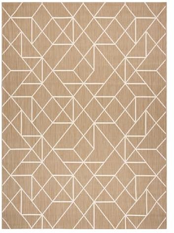 rugsx Teppich SISAL Flat Indoor Outdoor - Wetterfest & Pflegeleicht - Modern & Robust - Für Wohnzimmer Balkon Terrasse - Geometrische Muster - Naturbeige Schnur 200x290 cm