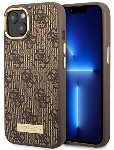 GUESS GUHMP14MU4GPRW Case for iPhone 14 Plus 6.7 Inch Brown Hard Case 4G Logo Plate