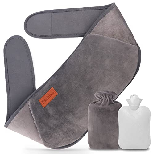 Wärmflaschengürtel, Fesaizwi 1L Wärmflasche Gürtel 3 in 1 Tragbar PVC Wärmflasche,Fashion Wärmeflasche mit weichem Bezug und Taillen-Bezug, für Nacken und Schulter Rücken Beine