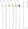 DUMING-IN 6 Pcs Reusable Glass Straws with 2 Cleaning Brushes, Cute Colorful Flower Glass Straw Shatter Resistant, Reusable Straws Dishwasher Safe for Smoothies, Milkshakes, Juices, Teas
