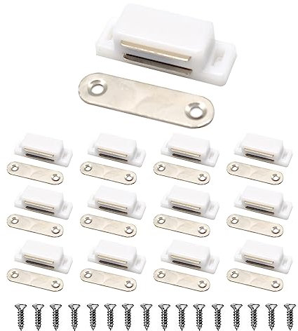 Lockimo Türmagnet Magnetschnäpper Magnetverschluss Türmagnete - 12 Stück Tür Magnete für Möbel Schrankmagnete Selbstklebend Stark Schrank (Weiß)