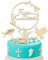 Cake Topper Kommunion, Holz Tortendeko Zur Kommunion, Taufe Fische Konfirmation Torten Topper, Erstkommunion Kuchen Deko Tortendeko Party für Junge Mädchen