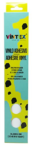 VINTEX - Vinilo Adhesivo Acabado Blanco Mate 3m x 31,5cm - para Interior y Exterior - Apto para Plotter de Corte - Durabilidad de 3 a 5 Años - Vinilo de Rotulación