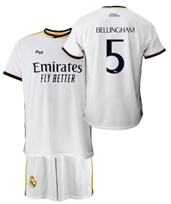 Real Madrid Conjunto Niño Camiseta y Pantalón Primera Equipación de la Temporada 2023-2024 - VINI JR. 7 - Replica Oficial con Licencia Oficial - Niño (6 Años)