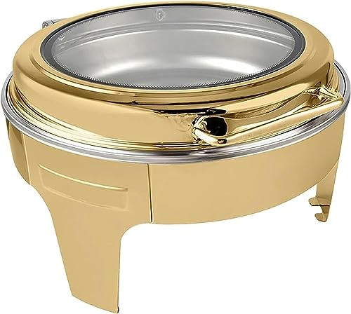 Catering Event Food Heaters - Fondue Buffet Set, Buffet Servers and Product Heaters, Covered Servers Hot Plate with Glass Top, Covered Servers, Soft Close Lids (Color : Semi, Size : 6L)