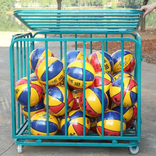 Carrello Porta Palline Cesto Rack per palloni da basket per lo sport Grande carrello per palloni da basket pieghevole per il calcio, la pallavolo e lo sport, Palestra all'aperto del garage della scuol