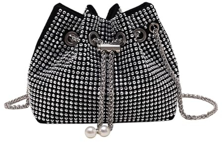 TOFBS CrossBody Bag Damen Glitzer Pailletten Strassstein Clutch Klein Handtasche Umhängetasche Tasche Abendtasche für Hochzeit Abendparty Party Feiertage Silber