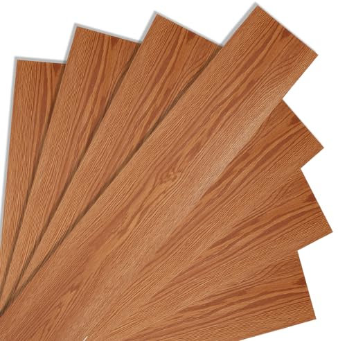 Fiqops PVC Bodenbelag, 21 Fliesen ca. 3m² Vinylboden Wasserfest Rutschfest, Wasserfest Bodenbelag Selbstklebend Vinylboden 91,5cm x 15,2cm Dicke 1,5 mm (Warm Oak)
