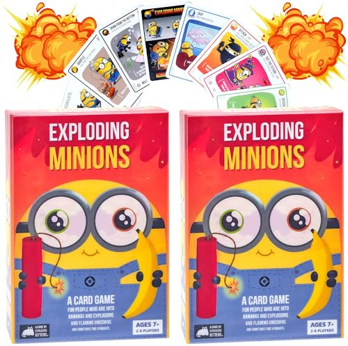 Toptoys2u Schnäppchenbündel Exploding Minions Kartenspiel & MyMoji Minions Sammelfigur Kopf Geschenksets - 2x Exploding Minions Kartenspiel