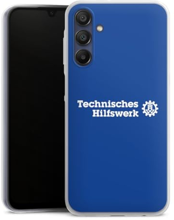 Slim Case kompatibel mit Samsung Galaxy A15 Silikon Handyhülle transparent Hülle extra dünn Technisches Hilfswerk THW Lebensretter