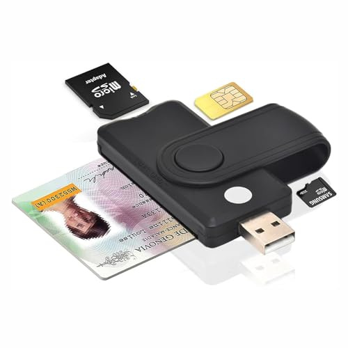 Aiyingmei CAC Smart Card Reader, 5 in 1USB SIM/SD/TF/ID/IC Card Adapter Compatible with Windows, Linux/Unix, MacOS X