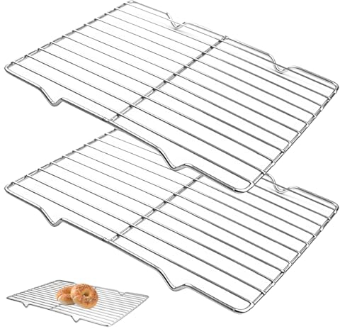 2 Piezas Rejilla para Enfriar y Hornear de Alambre 31x20cm Rejilla Horno, Rejilla para Enfriar Pasteles, Enfriador de Pasteles, Rejilla de Refrigeración para Bizcochos Resposteria Pizzas Galletas Pan