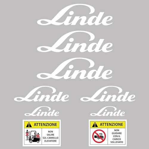 PUMU ADESIVI LINDE PER CARRELLO ELEVATORE MULETTO DECALCOMANIA H35D E25 E20 E60 E80 H40 (BIANCO)