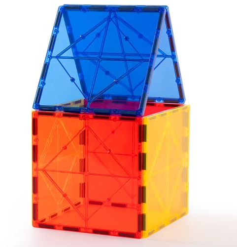 Gemmicc 8 PCS Large Magnetic Tiles,Jumbo Magnet Base Plates,STEM Magnetic Building Blocks for Kids Boys Girls