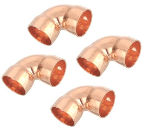 QUARKZMAN 4 Stück 22mm Kupferrohr Bogen, Pressfitting Kupfer mit Dichtungen für Trinkwasser und Gasleitungen