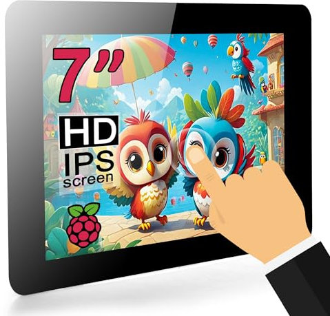 OSOYOO Pantalla táctil RPi DSI de 7 pulgadas para Raspberry Pi 5, 4, 3 modelo A, B - Monitor IPS de 800 x 480, compatible con Raspberry Pi OS, Ubuntu Kali RetroPie, etc