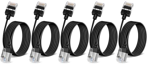 Ultra Thin Cat6 Ethernet Cable 2M 5Pack, Gigabit UTP Network Cable | Flexible & Slim Cat6a RJ45 LAN Cord, 10Gbps 550MHz Cat6 Internet Cord, for PC, Router, Windows (Black)