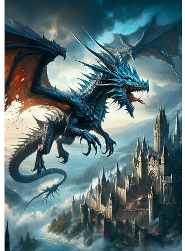 MXJSUA Dragon Diamond Painting Kits for Adults, 5D Diamond Art Kits for Beginners, DIY Full Drill Picture with Diamond for Home Wall Decor, 30x40cm