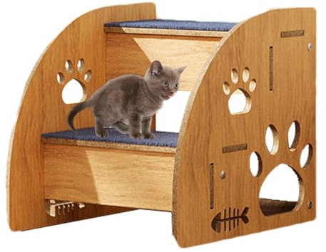 Escaleras de Cama para Perros y Gatos - Escalones Antideslizantes de Madera para Mascotas