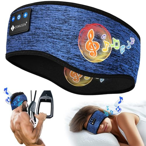 ZUMUSEN Auriculares para Dormir Diadema Bluetooth 5.4, Súper Suaves 16 Horas de Reproducción Auriculares Deportivos para Hombres y Mujeres,Auriculares de Diadema con Micrófonos para Trotar,Yoga